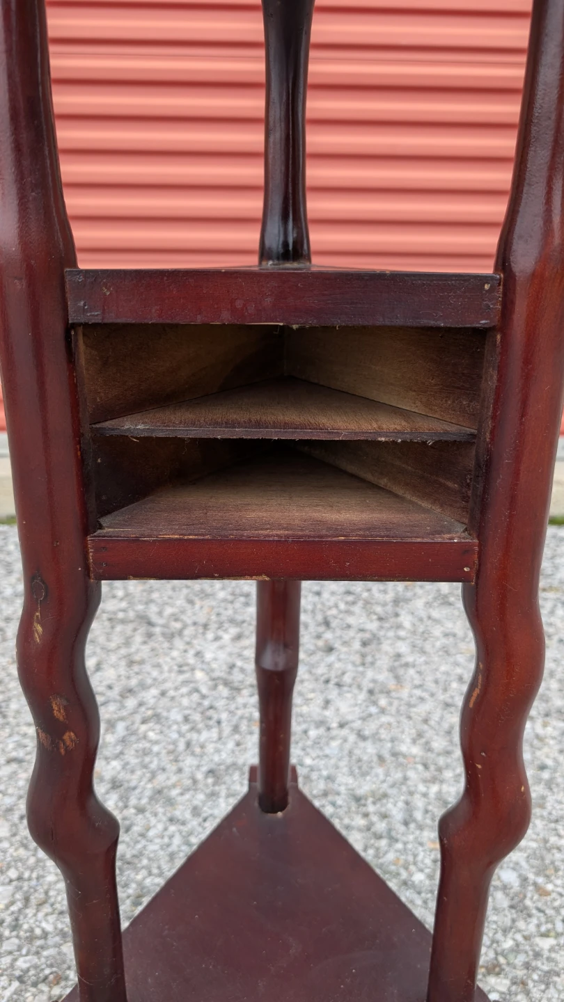 Vintage Wooden Pedestal Side Table - photo 2