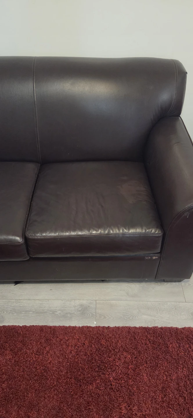 Dark brown leather loveseat - photo 3