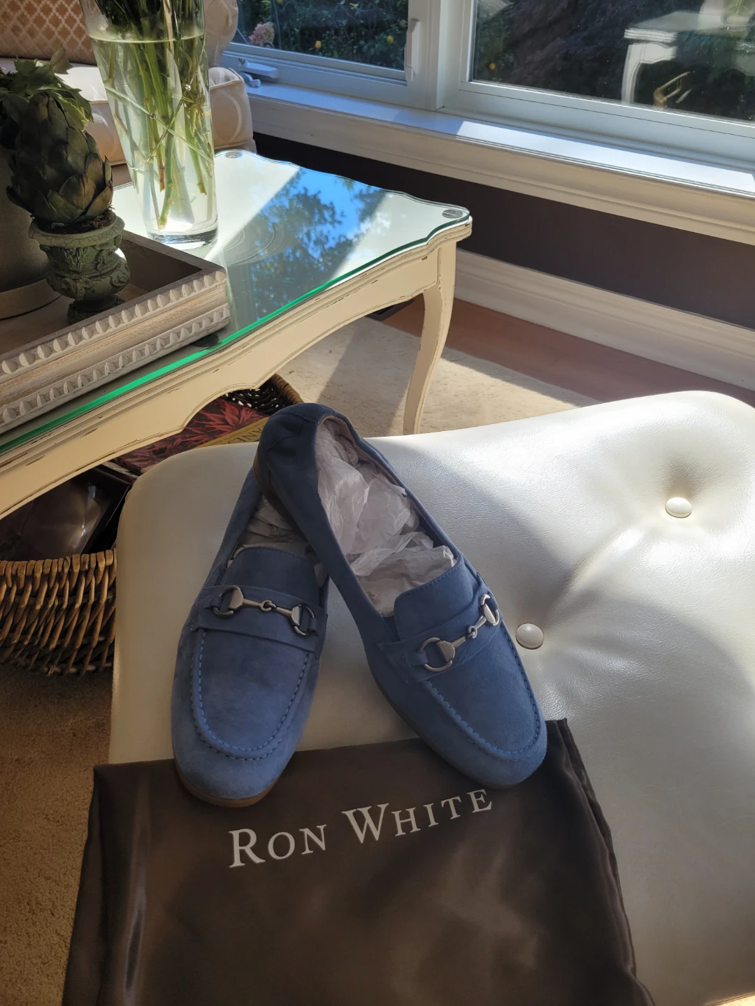 New Without Box Ron White Blue Suede Loafers