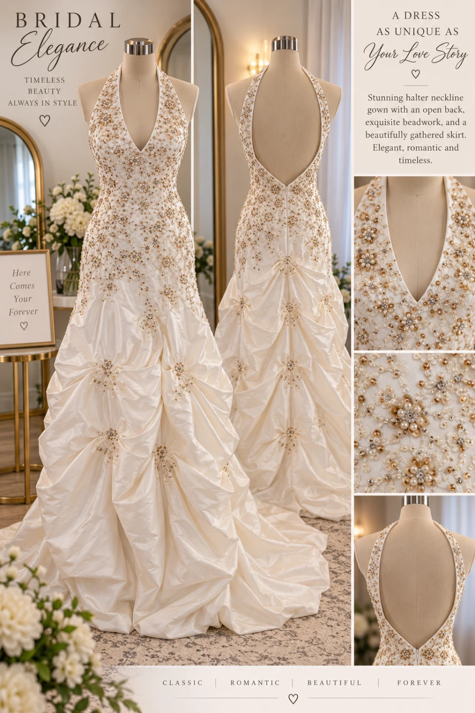Stunning Halter Neckline Gown with Open Back