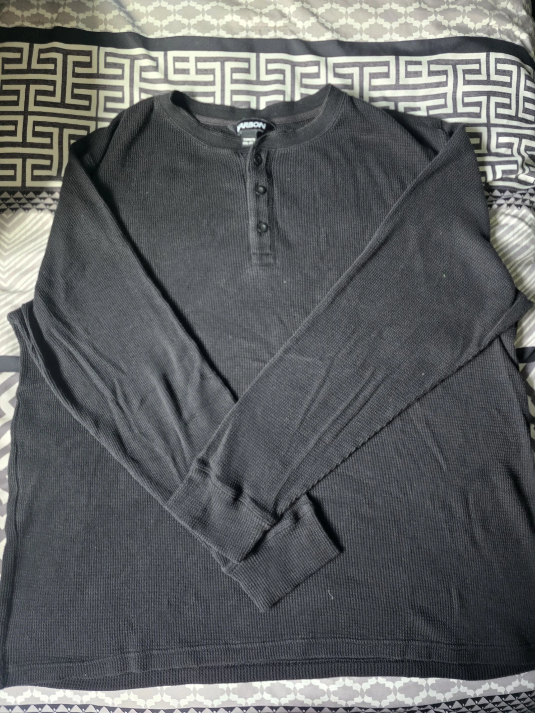 Karbon Black Waffle Knit Long Sleeve