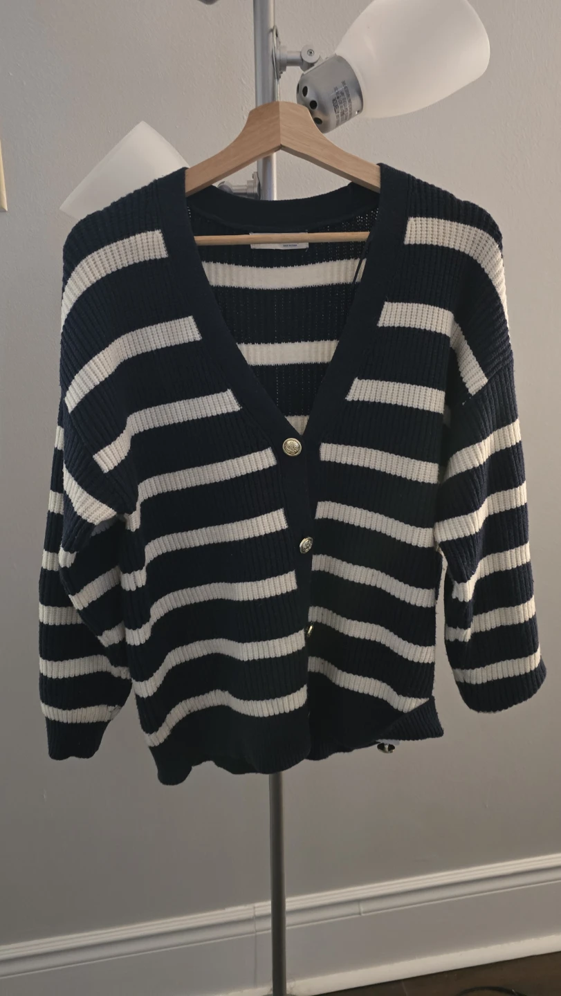 Navy and White Striped Cardigan