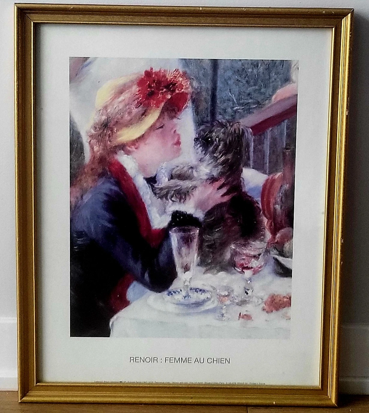 Framed Auguste Renoir Print "Femme Au Chien" Art (18x22 inches) - photo 5