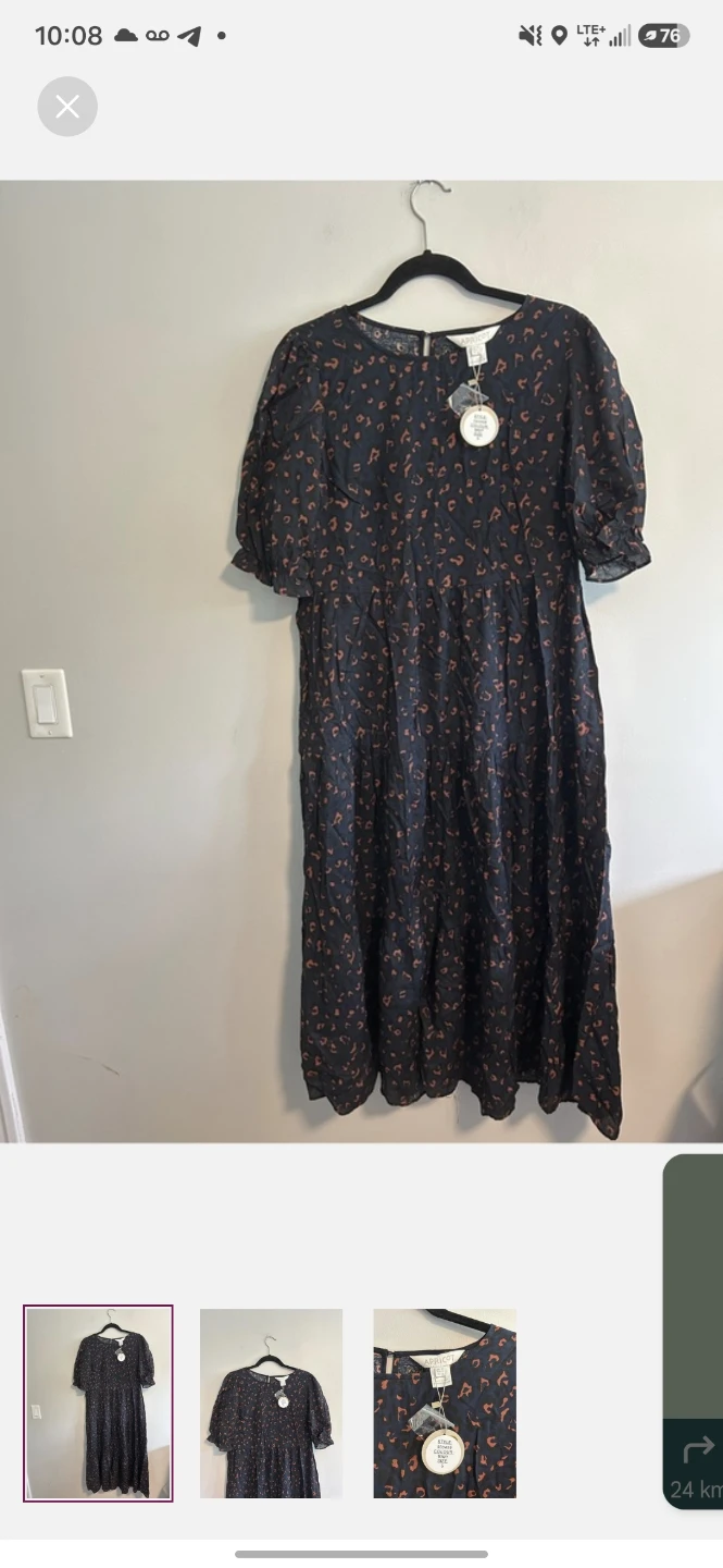 Apricot Navy Animal Print Dress