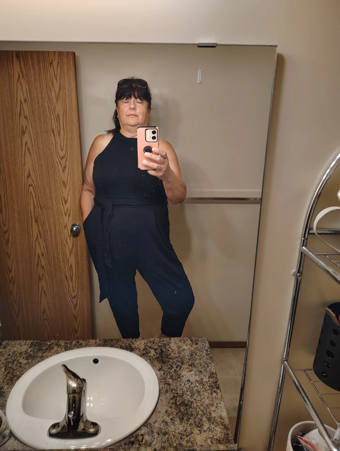 Black Sleeveless Jumpsuit with Belt