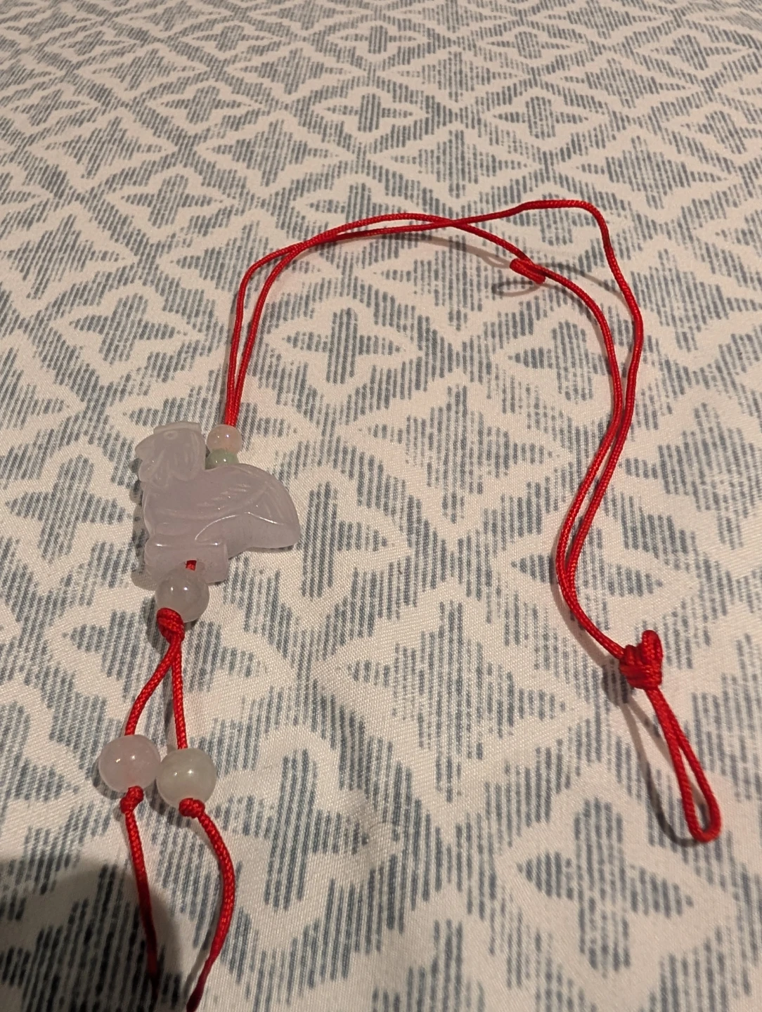 Rose Quartz Rooster charm  Pendant on Red Cord - photo 2