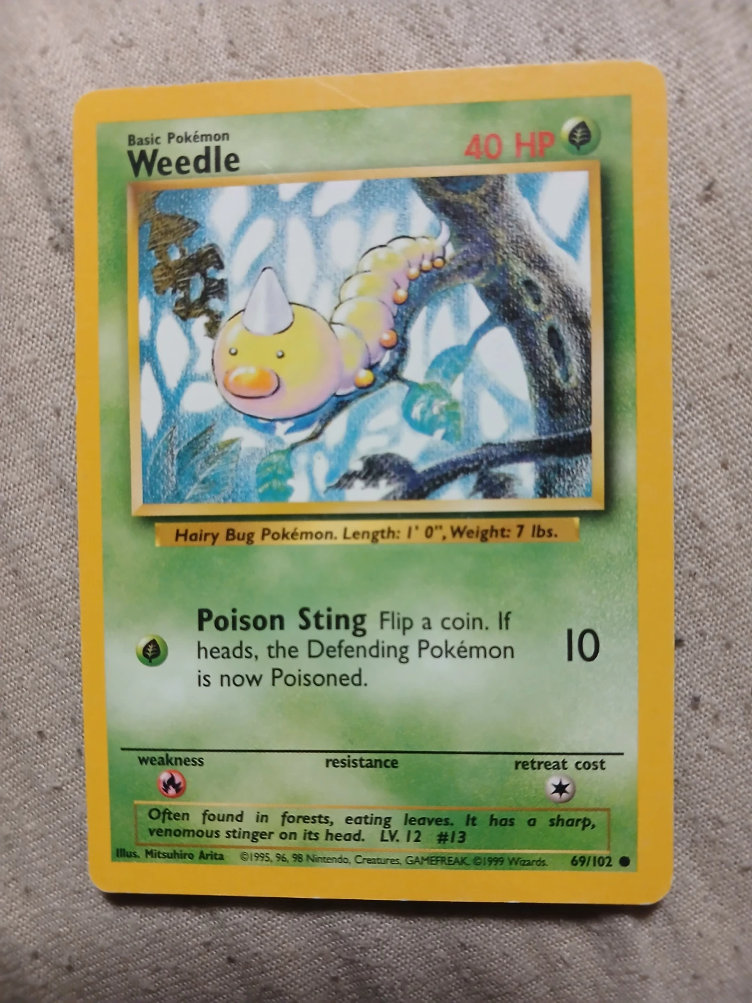 Weedle 69/102 1999 Pokémon Card