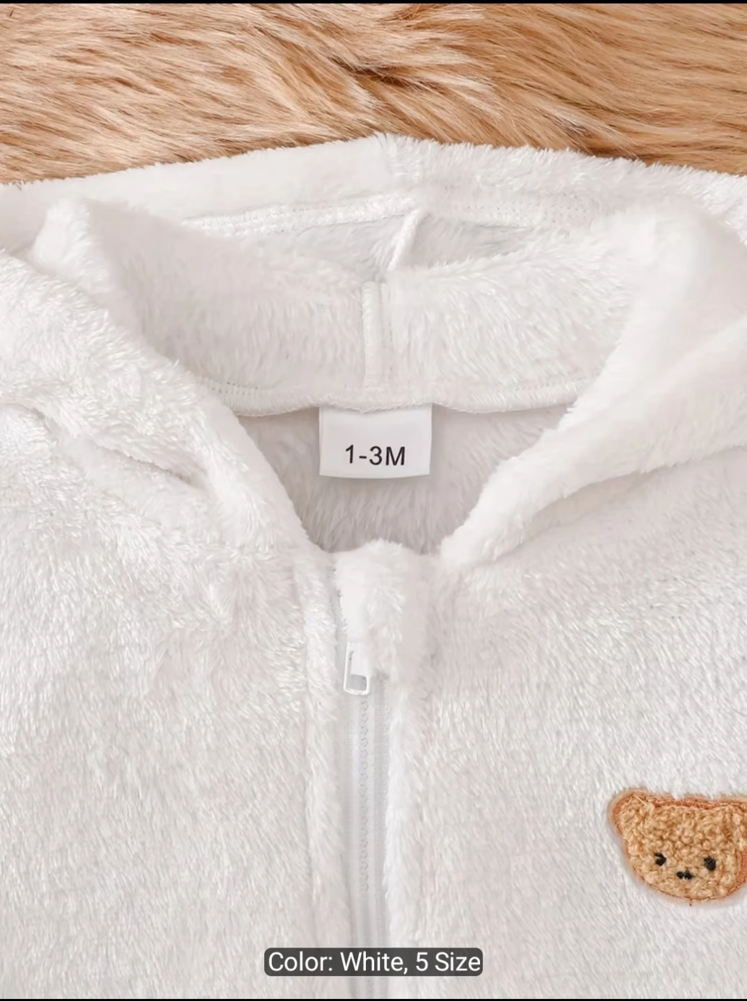 White Fleece Baby Hoodie (1-3M) All Month available - photo 2