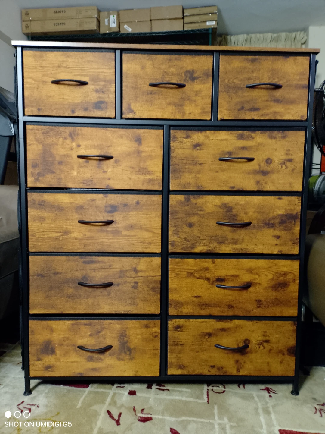 11-Drawer Fabric and Wood Dresser