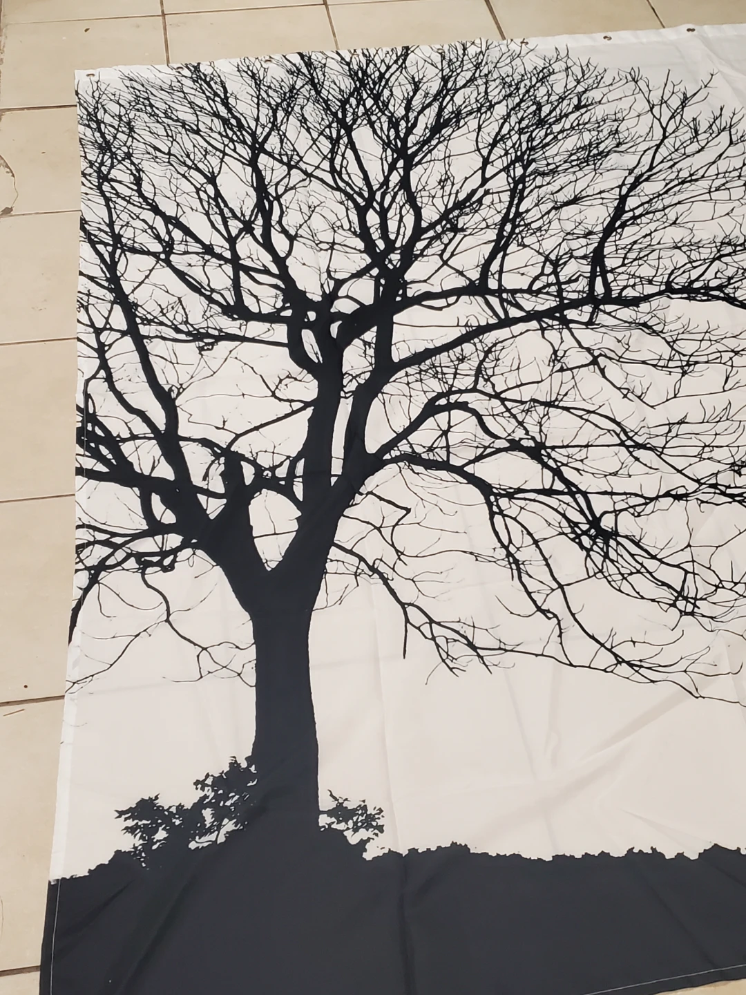 Black and white tree pattern shower curtain