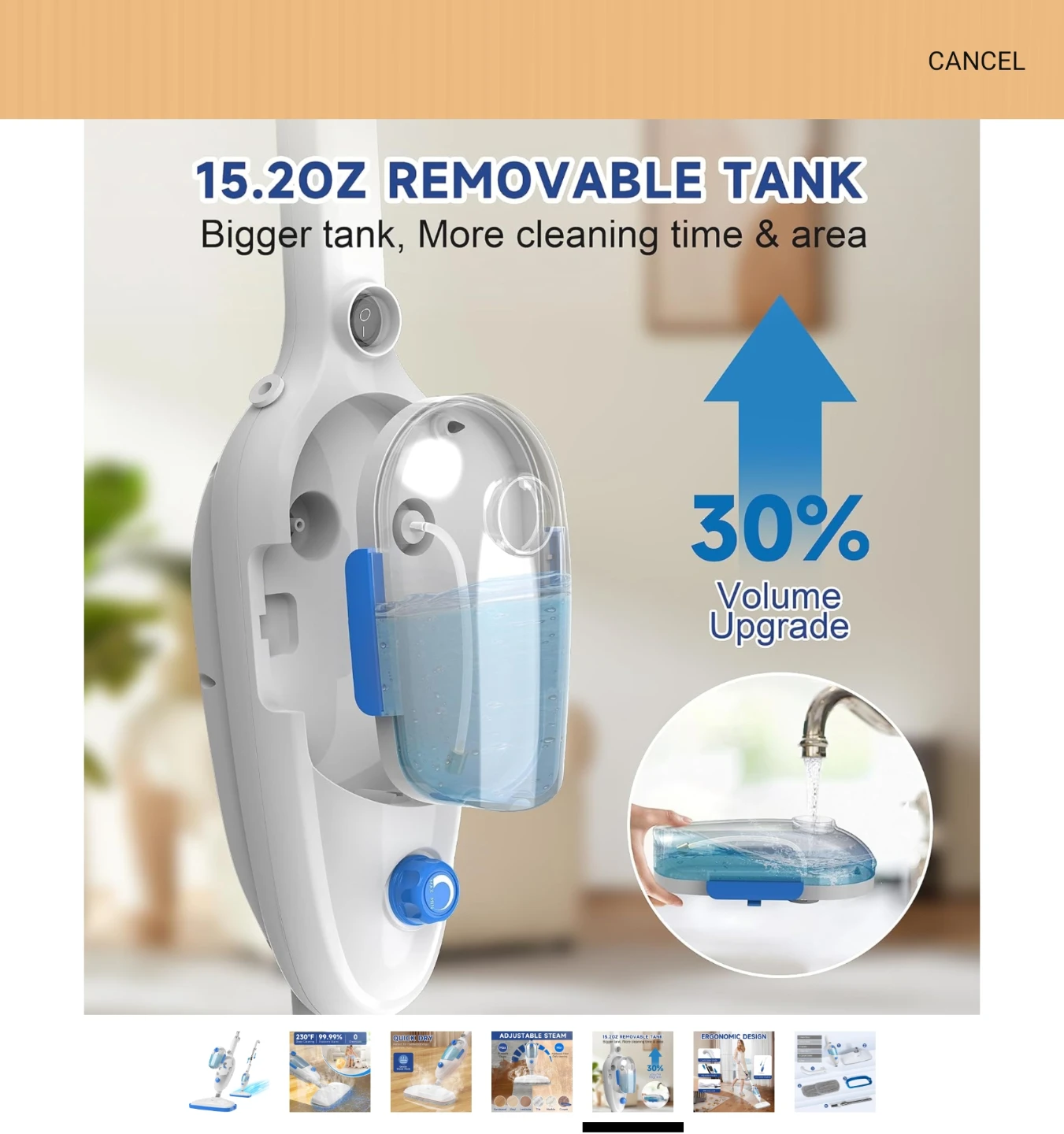 Hesgo Steam Mop for Hardwood, Vinyl, Laminate Floors - photo 5