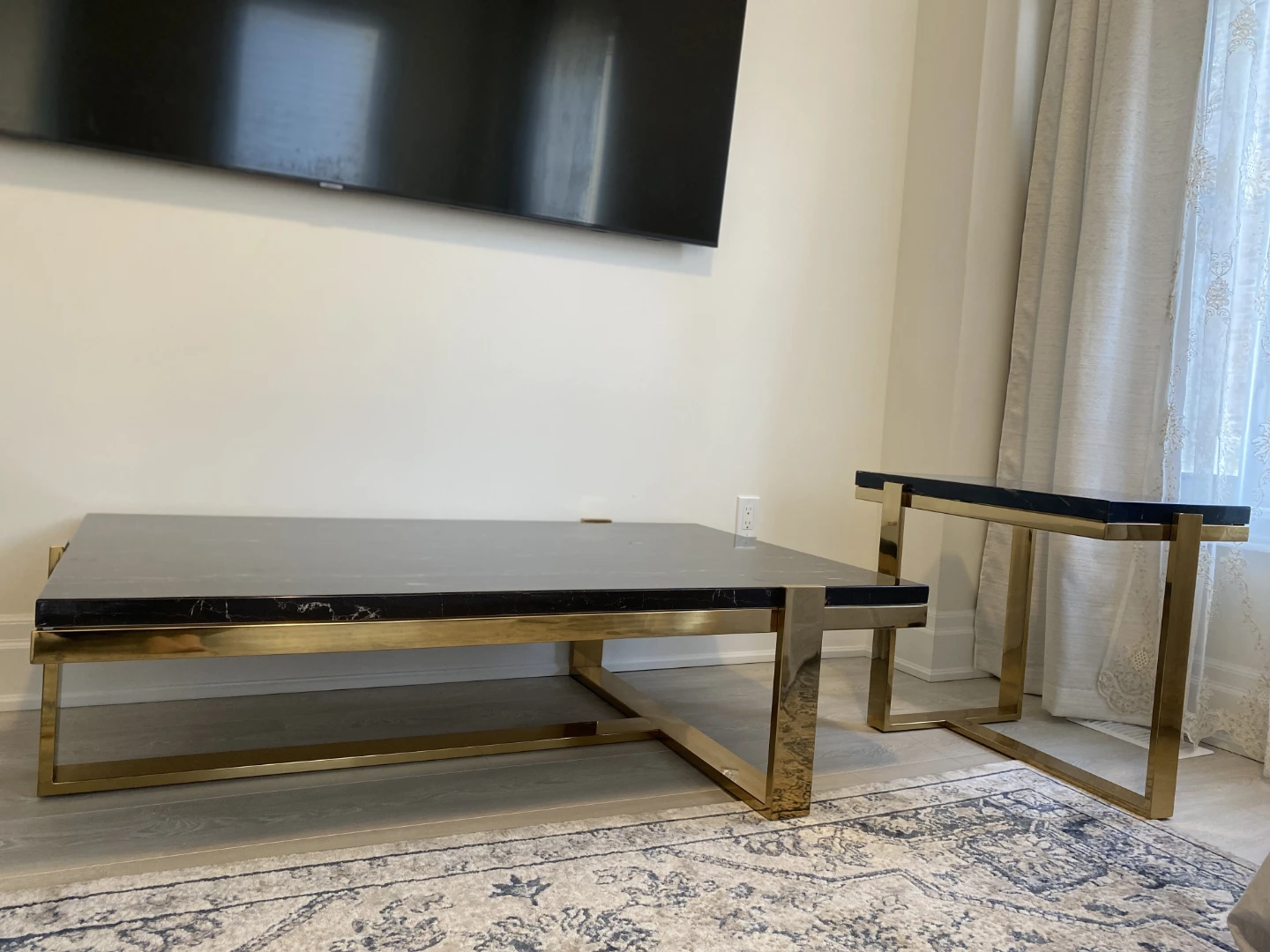 Black Marble Coffee Table and Side Table Set - photo 3