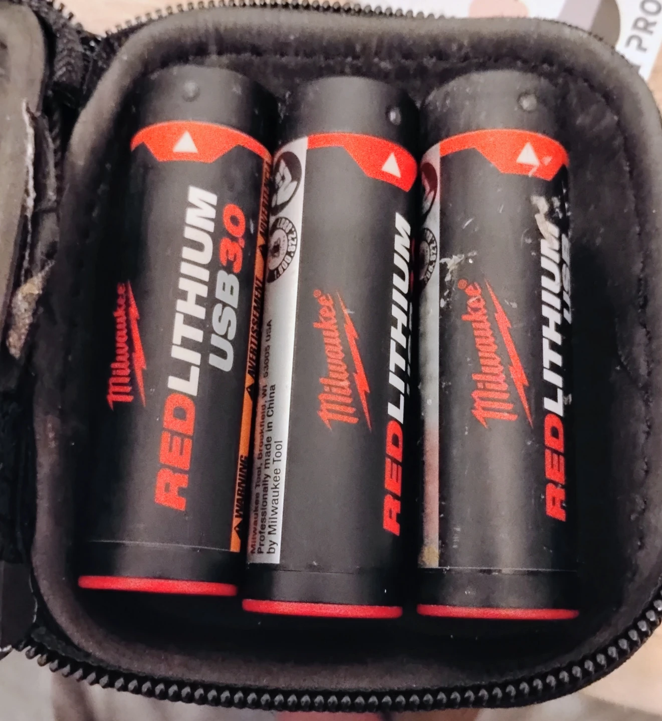 Three Milwaukee REDLITHIUM USB 3.0 Batteries