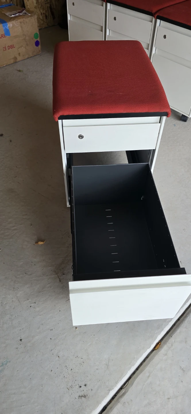 Mobile Metal Filing Cabinet with Red Seat - photo 2