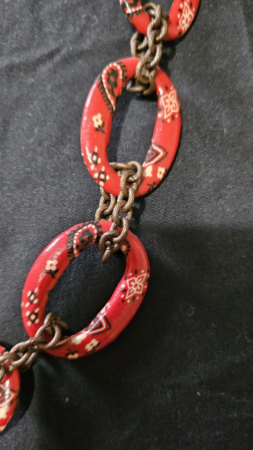 Red Bandana Pattern Statement Necklace - photo 2