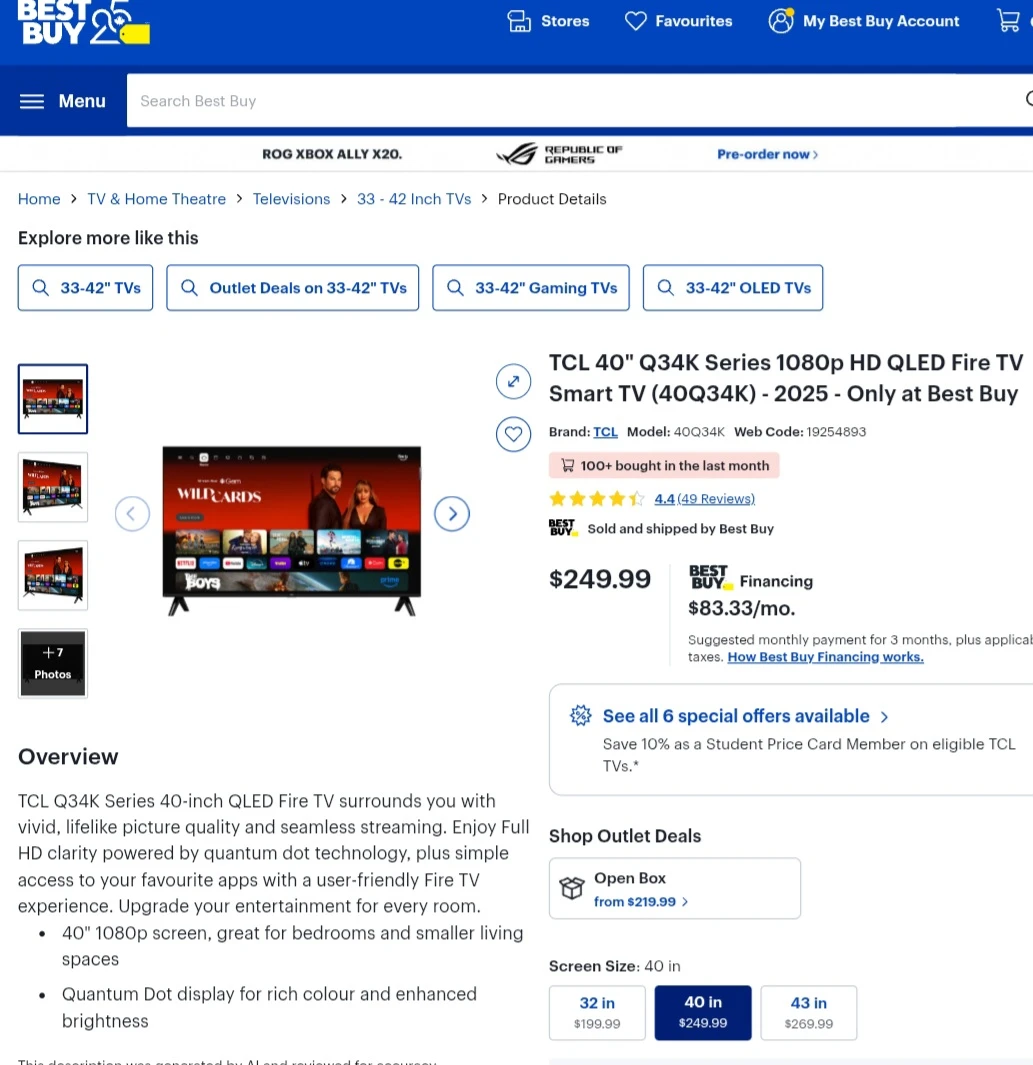 MOVE OUT SALE Smart TV - TCL 40-inch 1080p HD with apps! - photo 3