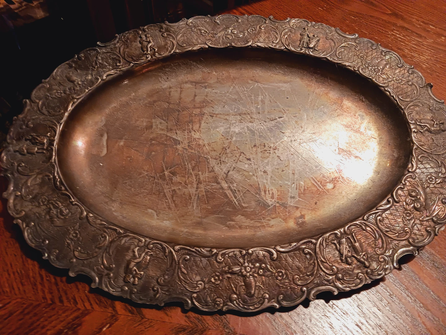 1900s Antique Estate E.G. Webster & son Ornate Oval Tray - photo 2