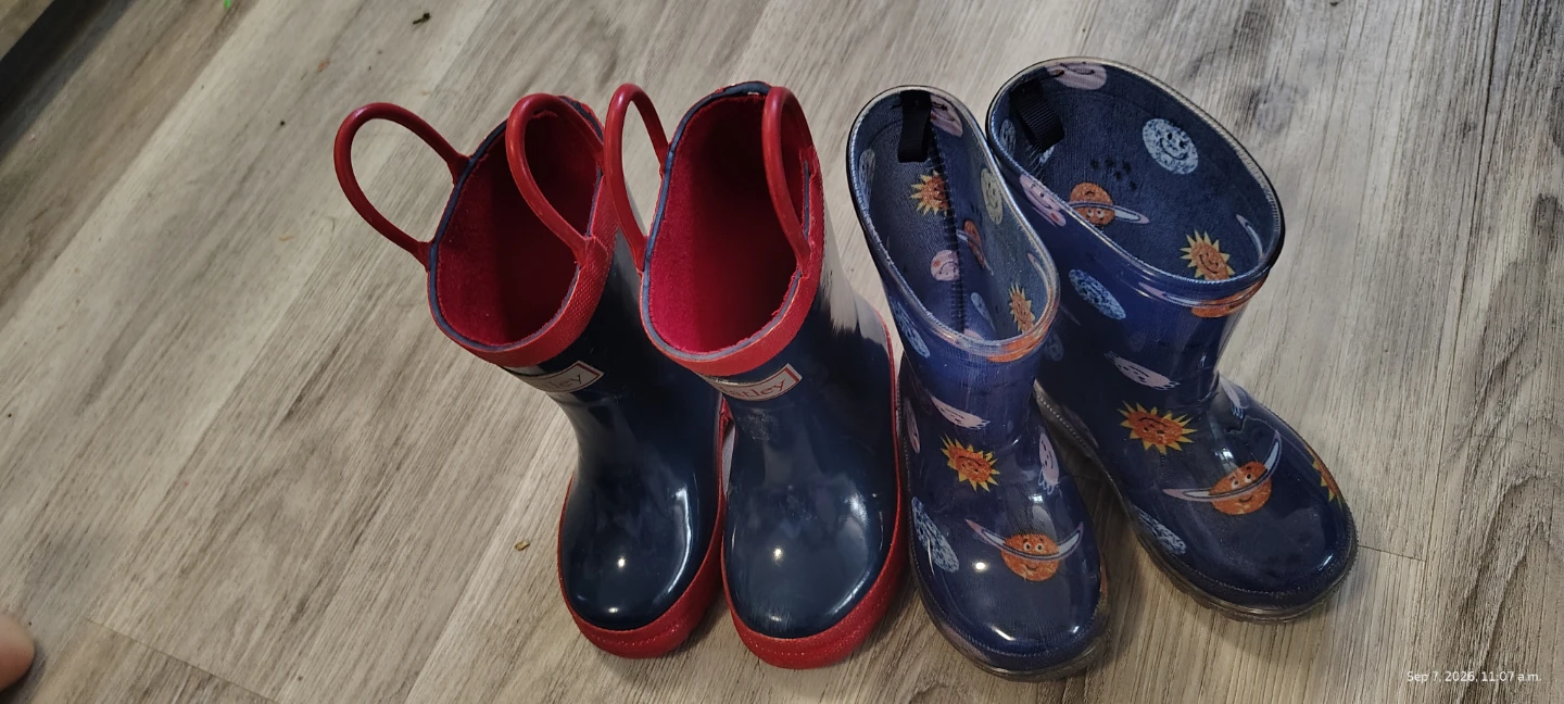 Two Pairs of Kids Rain Boots Size 5