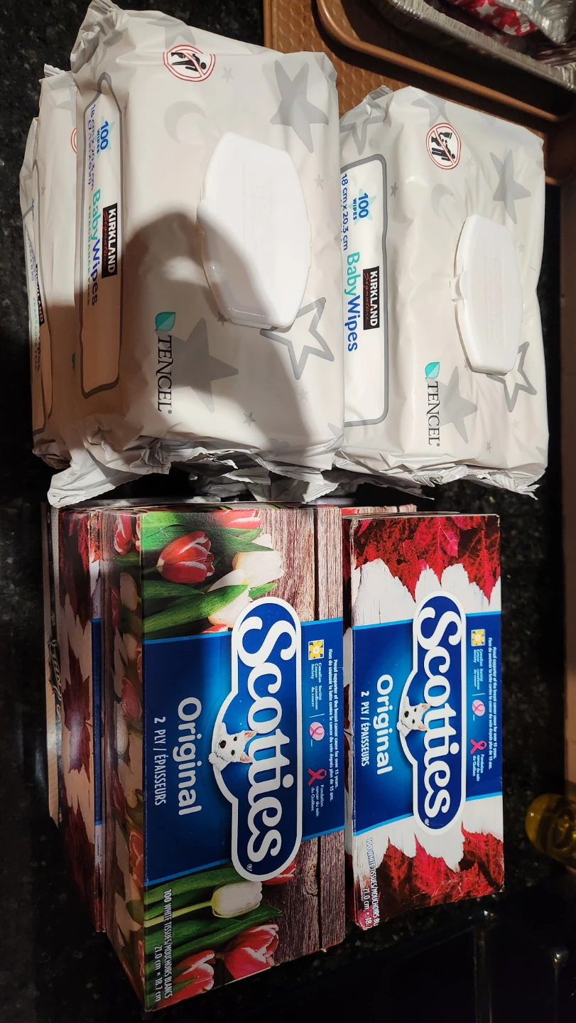 Kirkland Baby Wipes and Scotties Tissues (6 of each)