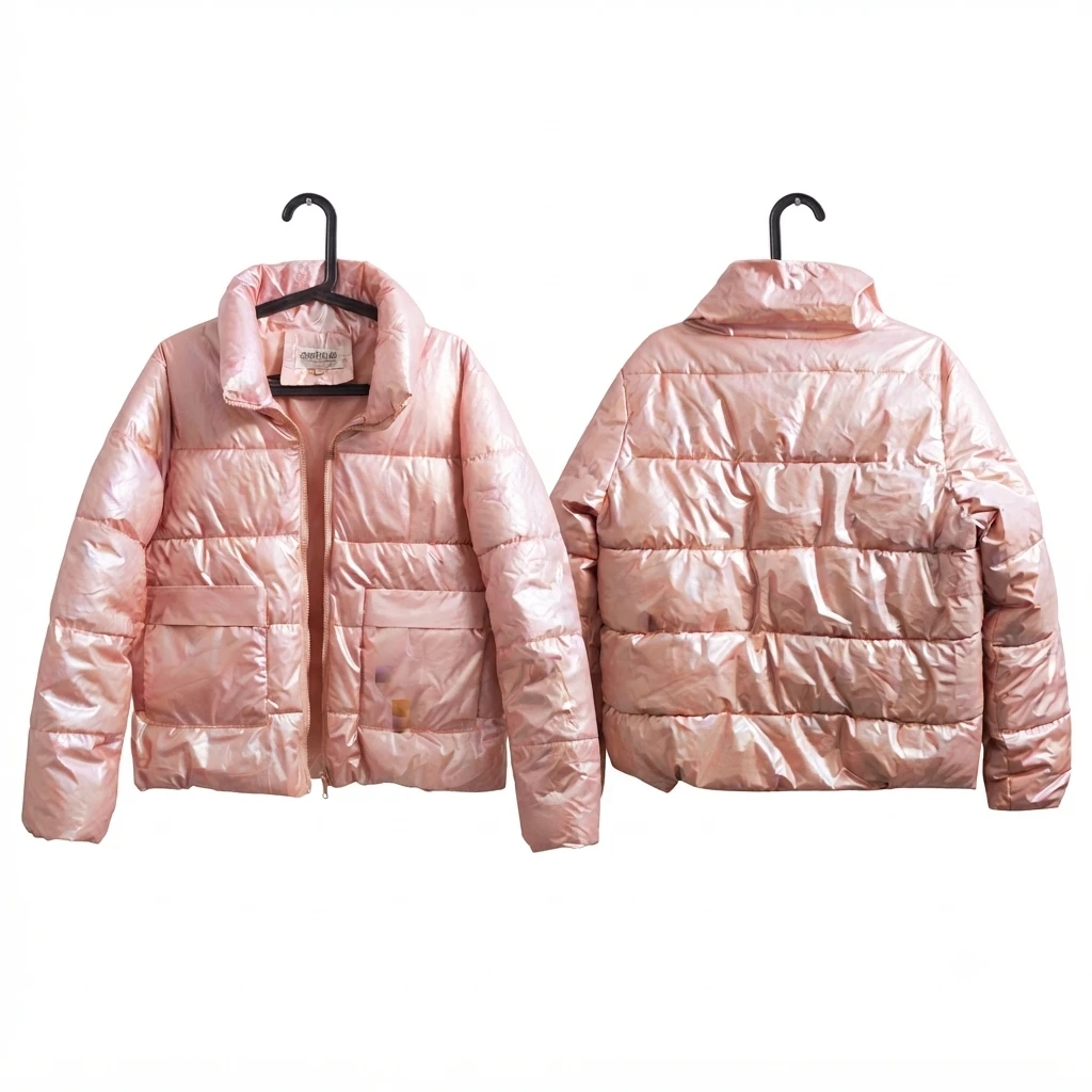 Metallic Iridescent Pink Puffer Jacket - Size 3X l 🏈