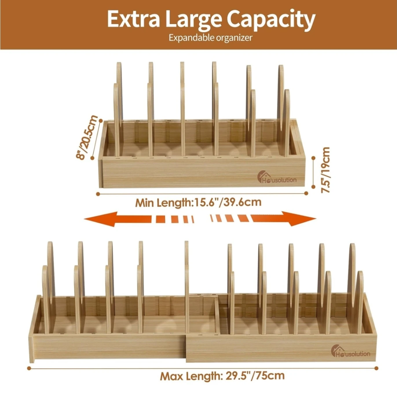 Housolution Expandable Bamboo Pan Organizer - photo 2