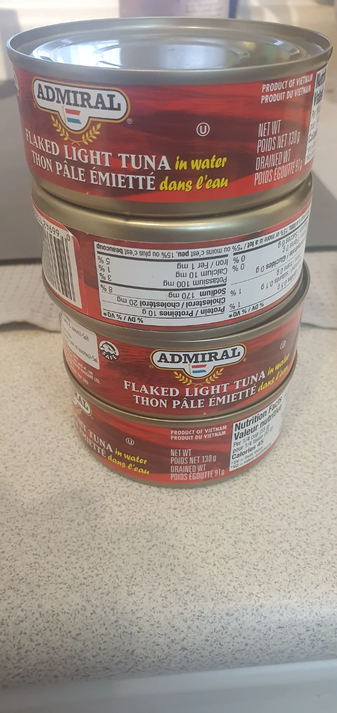 4 Cans of Admiral Flaked Light Tuna in Water