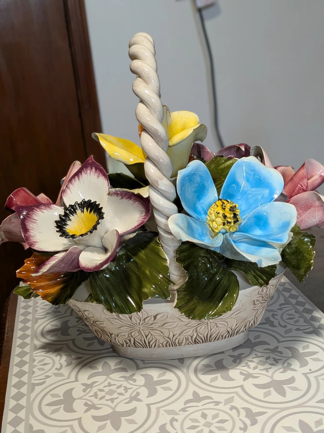 Ceramic Decorative Floral Basket - photo 2
