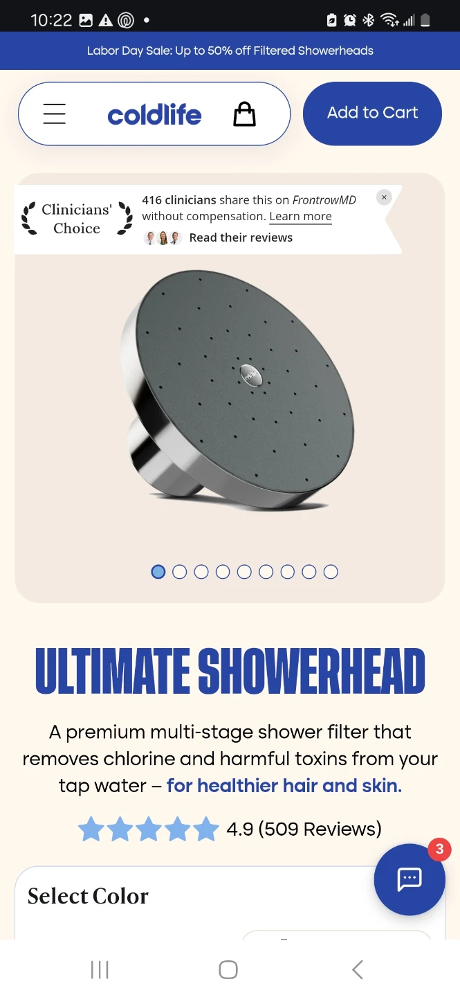 Coldlife Ultimate Showerhead
