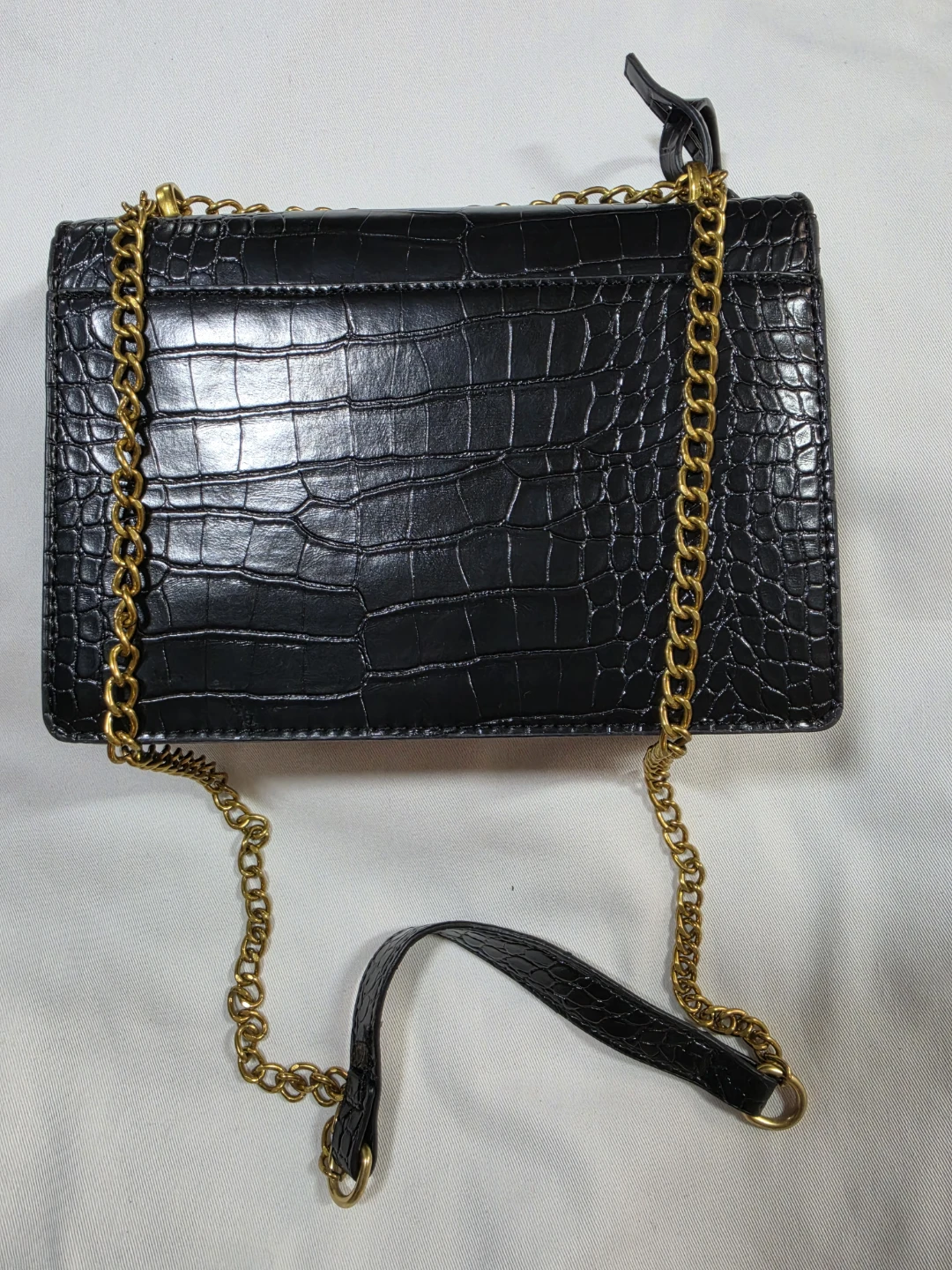 Black Crocodile Embossed Crossbody Bag - photo 3