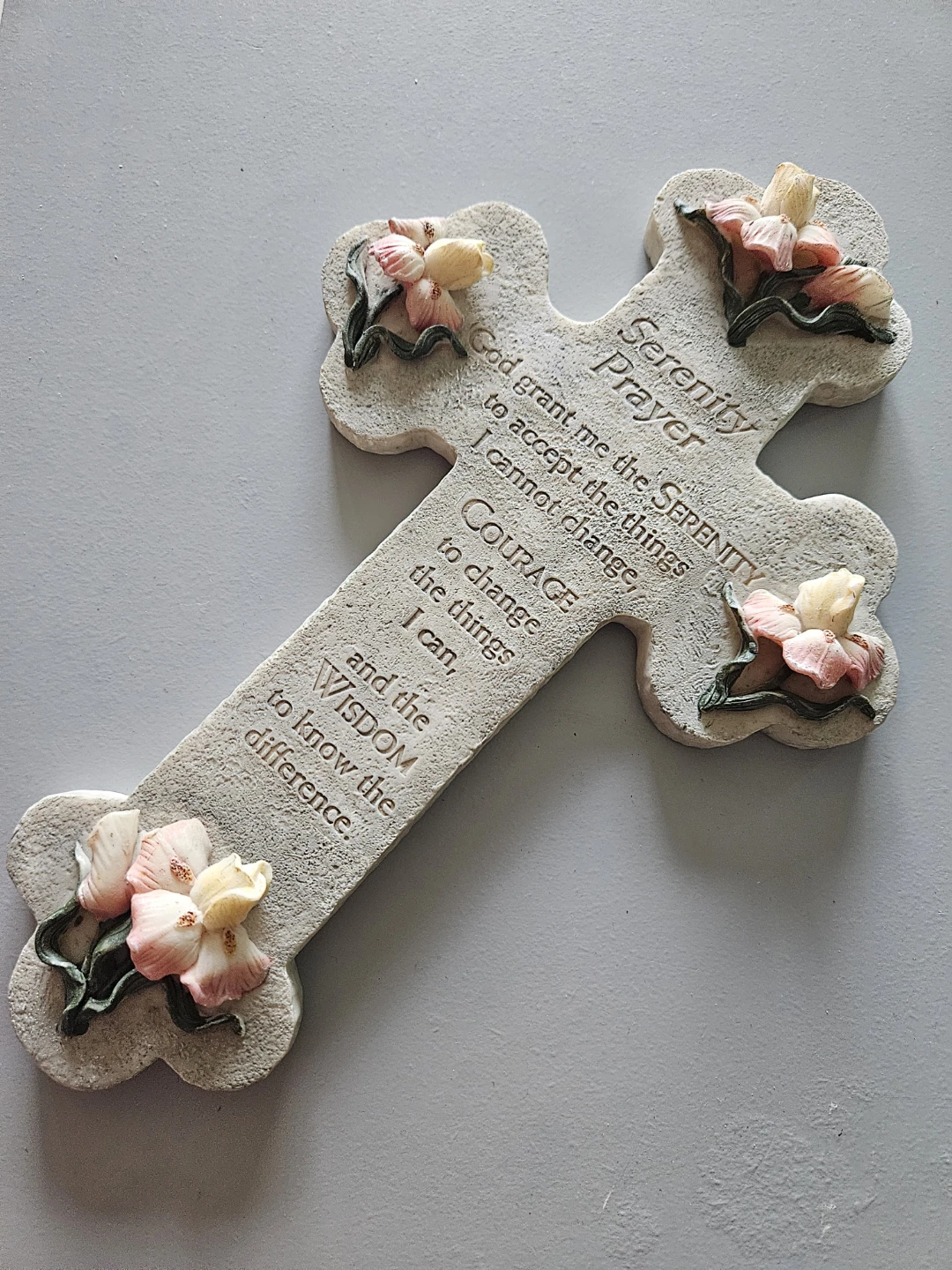 Serenity Prayer Floral Wall Cross - photo 2