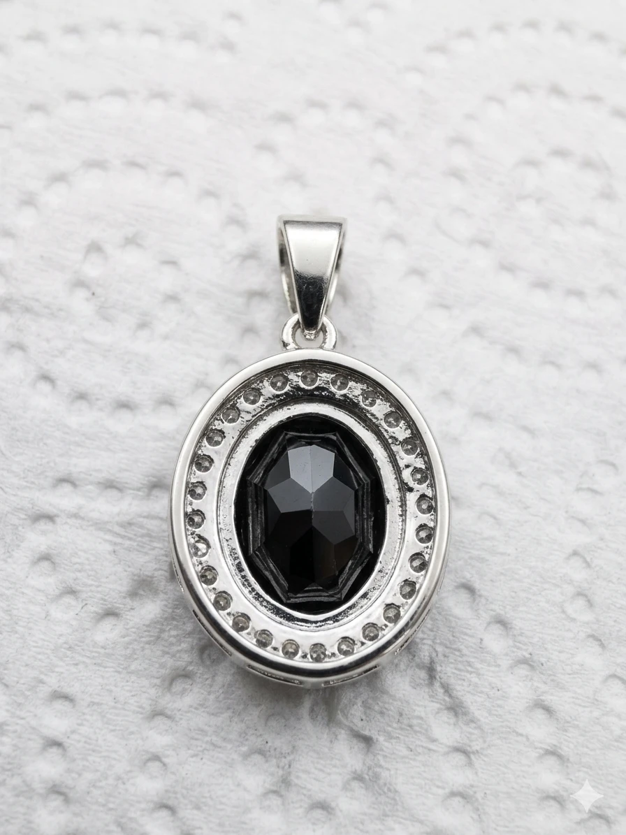 Luxury 18K White Gold Natural Garnet Halo Pendant - photo 4