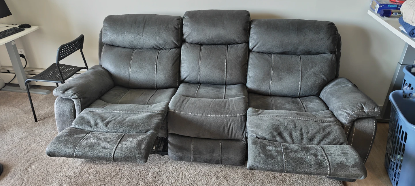 Dark Grey Three-Seater Reclining Sofa