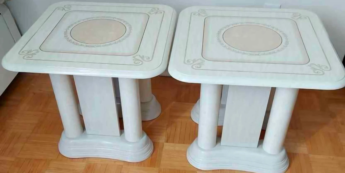 Italian Marble White Side Tables – Set of 2