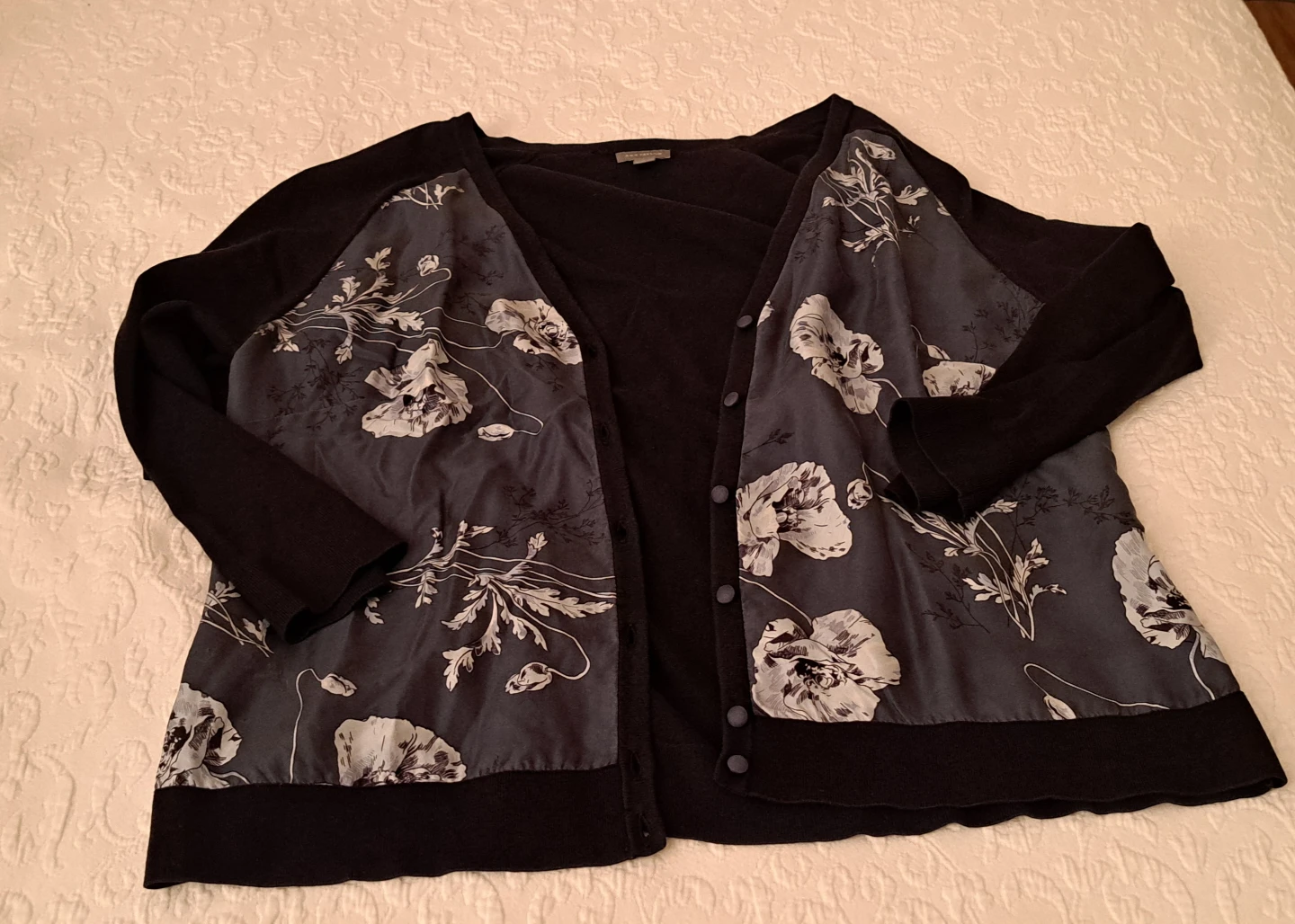 Ann Taylor Silk-Front Cardigan XL