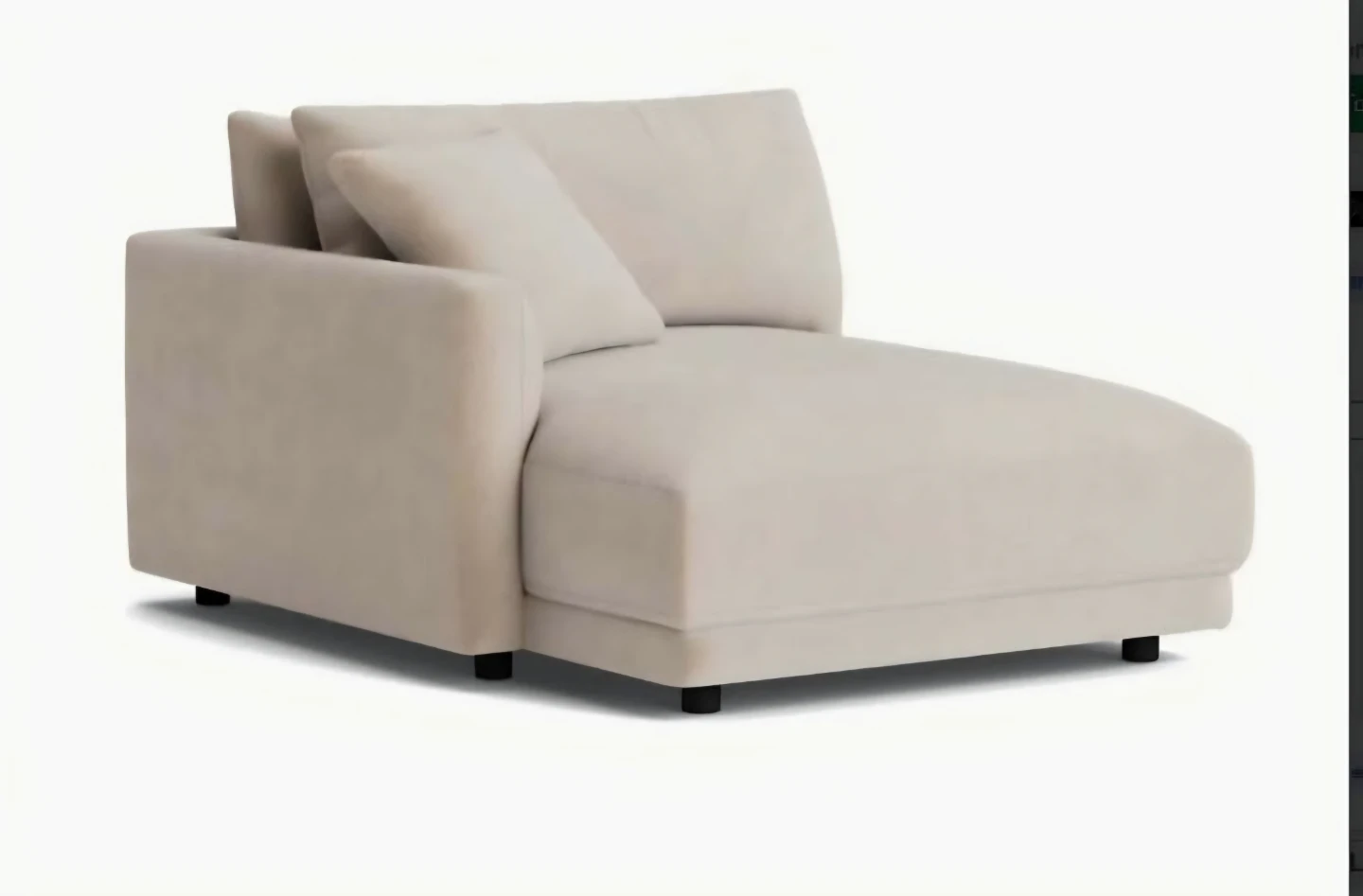 Sundays Soft Spot Velvet Chaise Lounge Sectional Sofa - Beige - photo 2