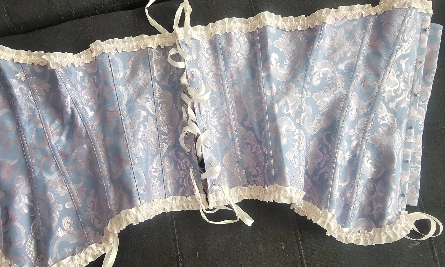 Pastel Blue Floral Brocade Corset - photo 2