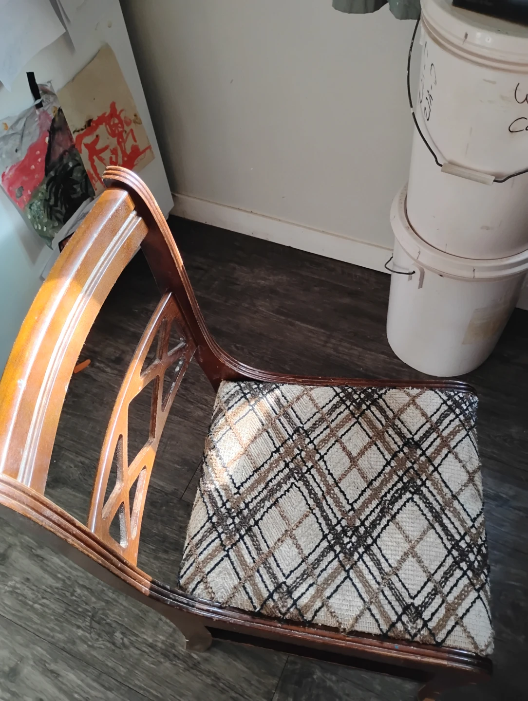 Wooden Dining Chair with Patterned Seat - photo 2