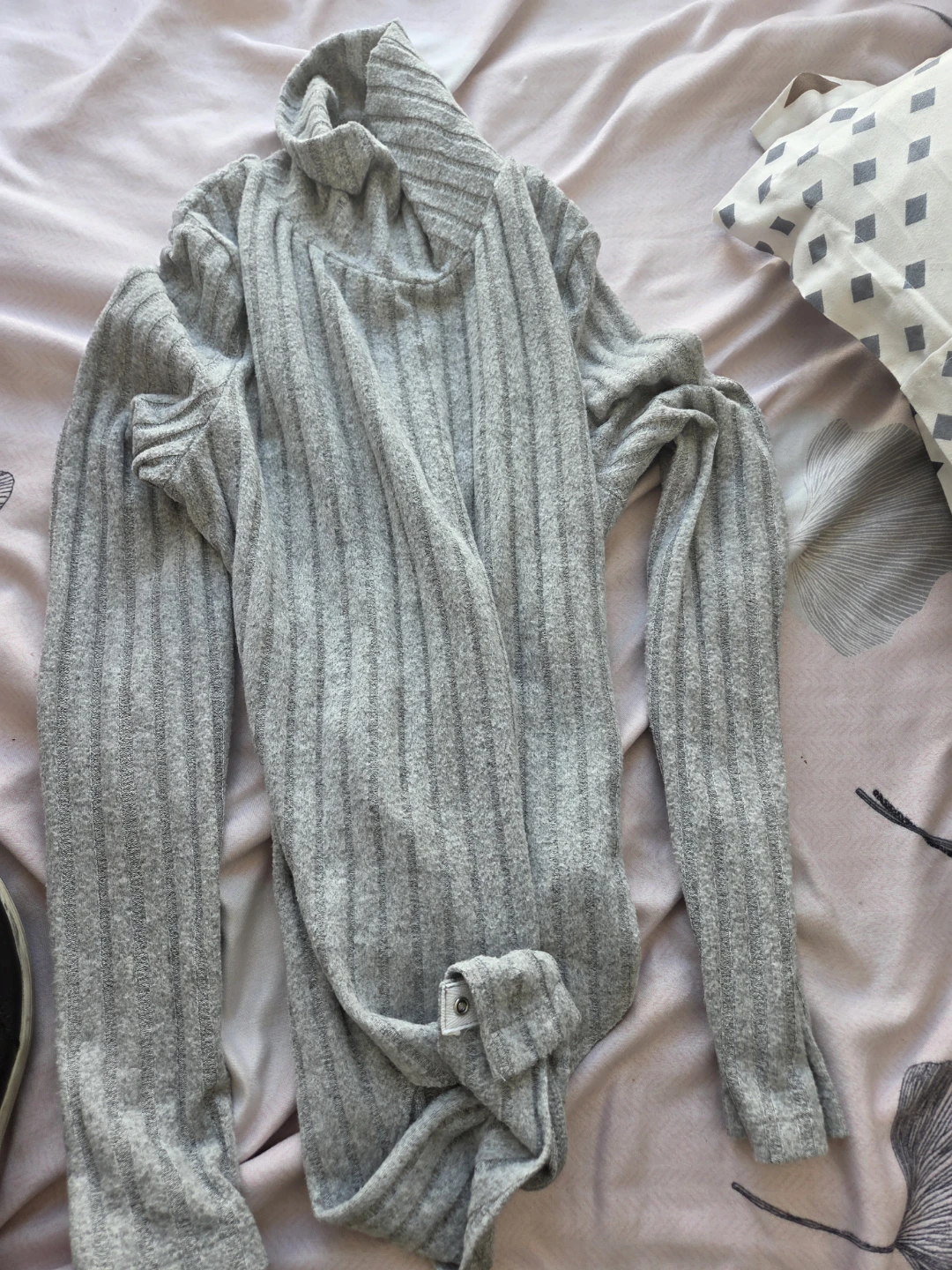 Grey Ribbed Turtleneck Bodysuit - photo 5
