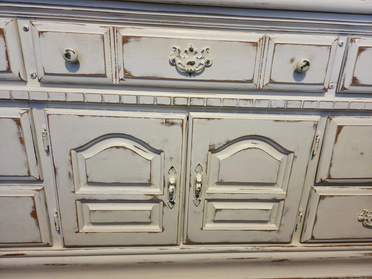 Vintage White Wood Credenza Dresser - photo 5