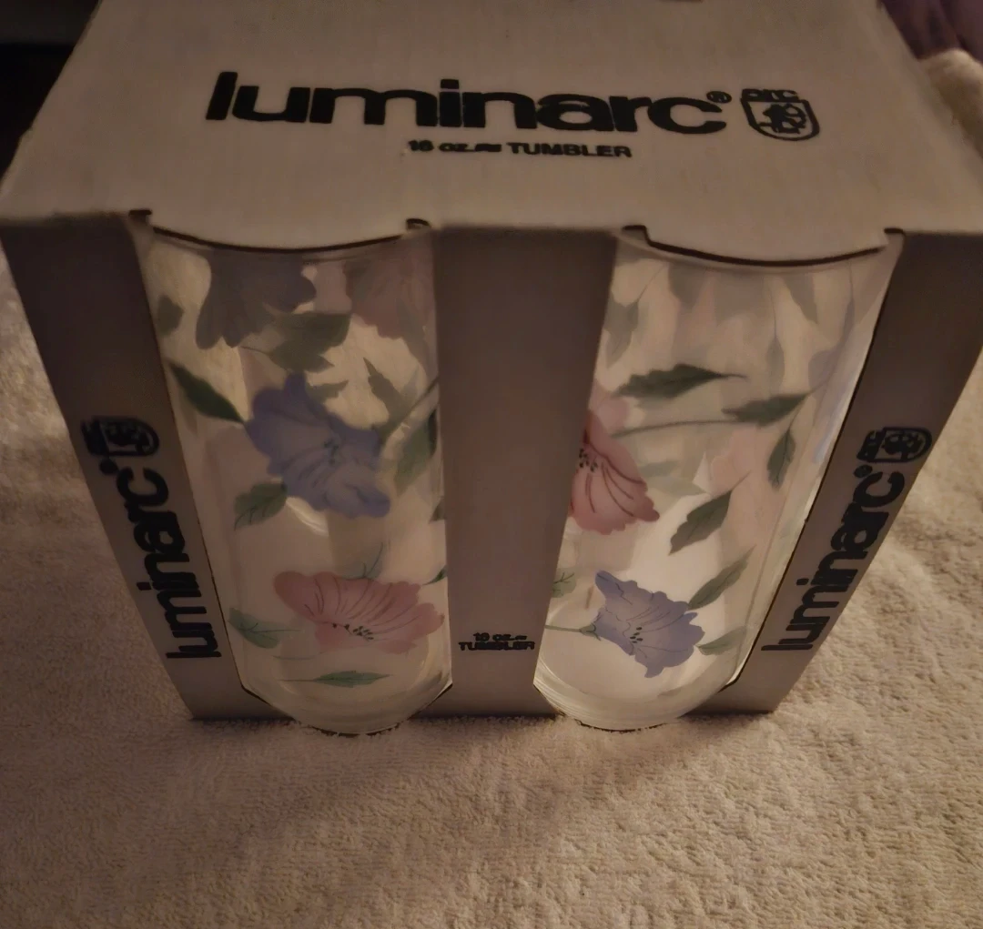 NEW SET 4 Luminarc Floral 16 oz Tumblers Glasses 🏈 - photo 4