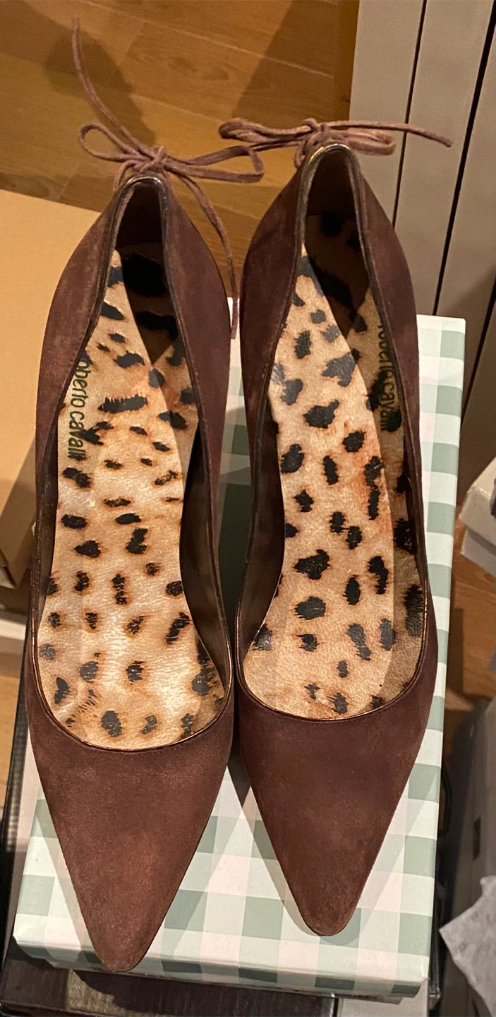 Roberto Cavalli Brown Suede Heels Size 36.5