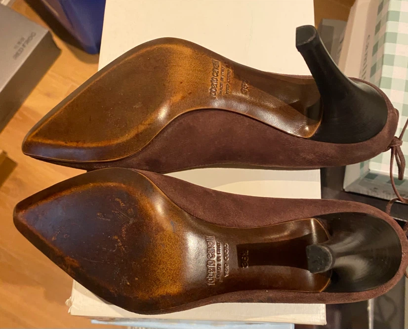 Roberto Cavalli Brown Suede Heels Size 36.5 - photo 3