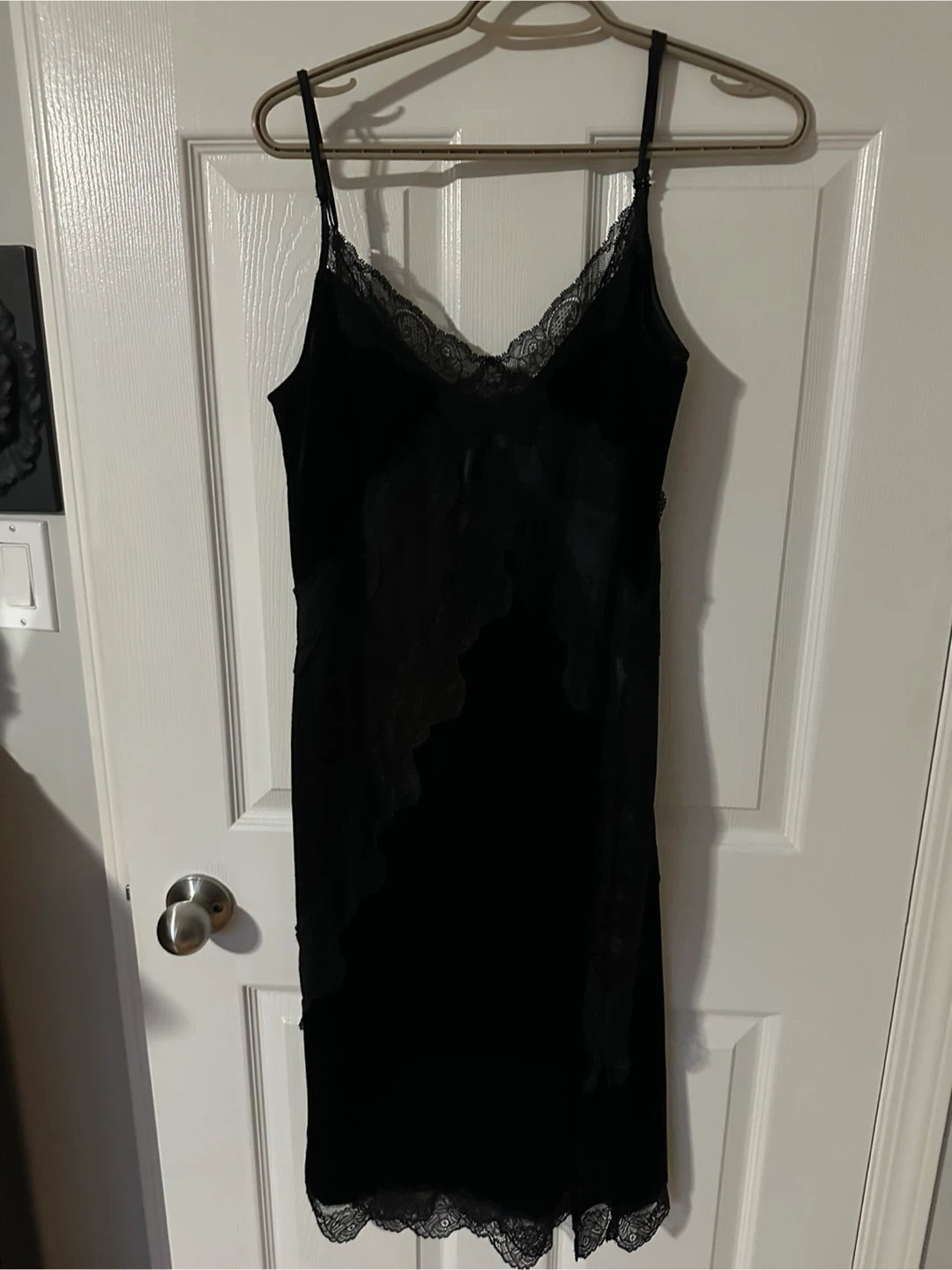 Black Velvet Lace Slip Dress