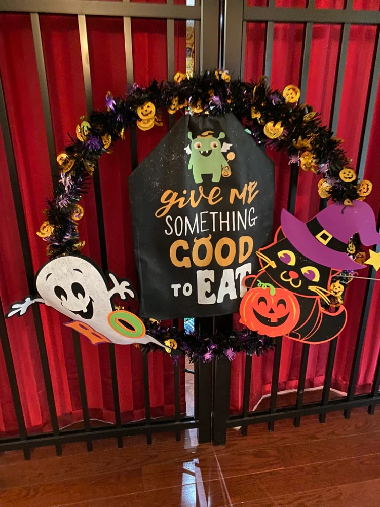 Giant Halloween Wreath with Ghost, Black Cat, and Pumpkin