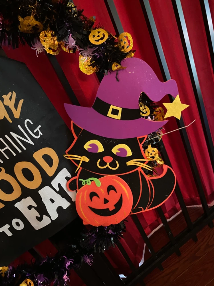 Giant Halloween Wreath with Ghost, Black Cat, and Pumpkin - photo 3