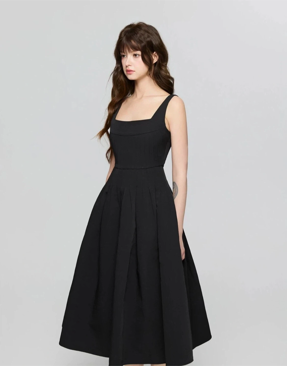 Black Fit and Flare Midi Dress