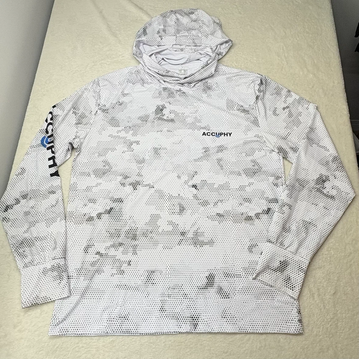 Accuphy Grey Camo Hooded Sun Shirt UV Protection Long Sleeve L - photo 2