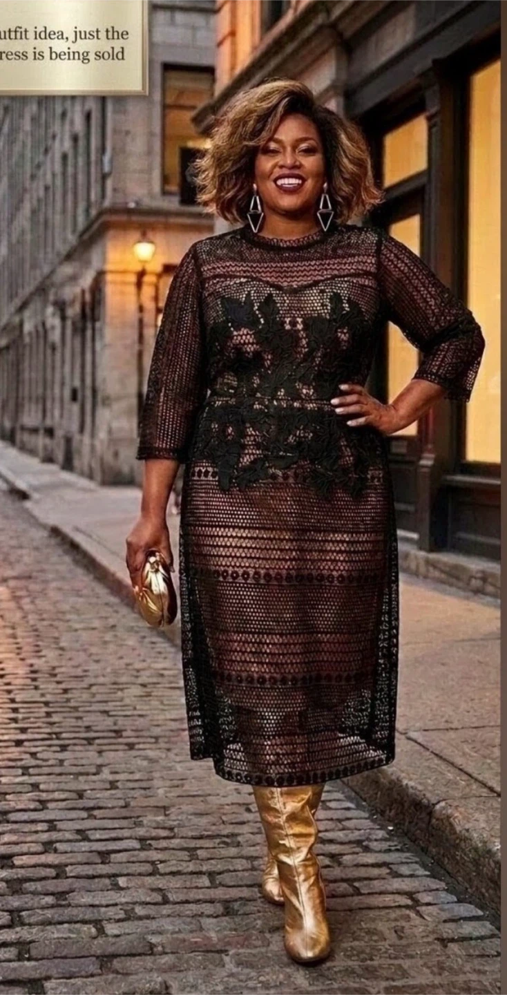 Black Lace Sheath Dress XL