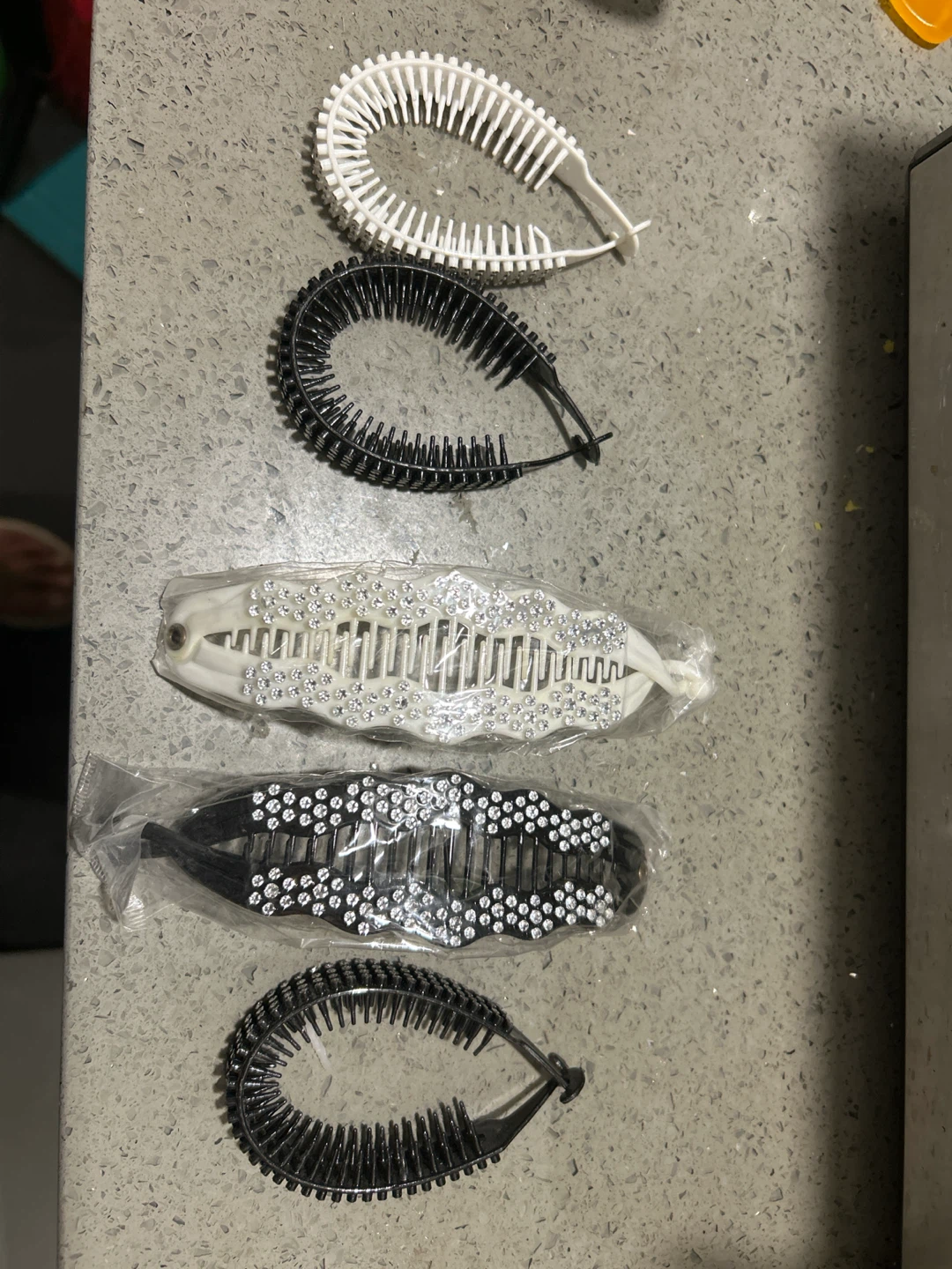 Banana Hair Clips - Black & White Set