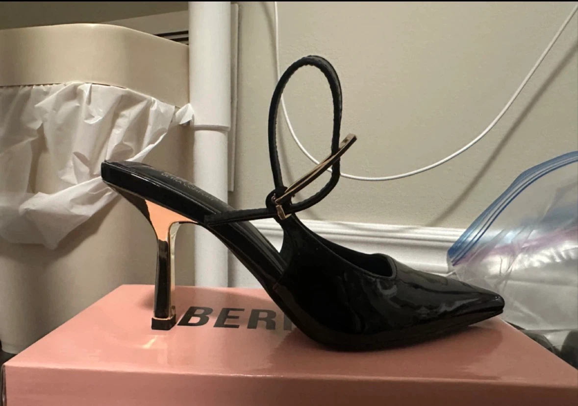 Black Patent Heels with Rose Gold Heel